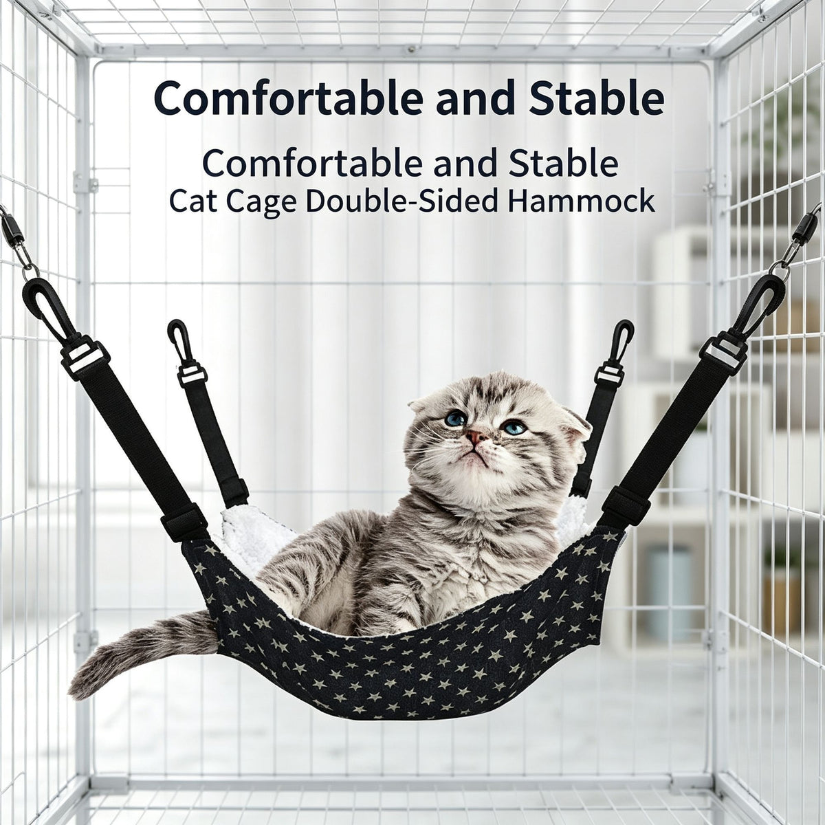 35x35cm Red Star Adjustable Cat Hammock | Halloween Cheerful Warm Gift | Medium Red Star Fleece Cat Hammock for Autumn & Winter