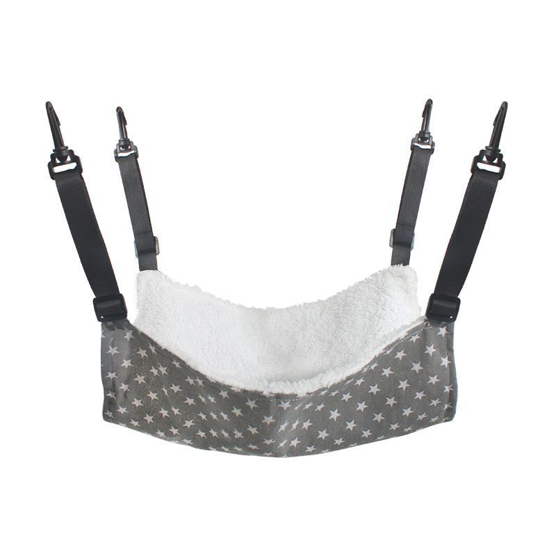 27x27cm Gray Star Adjustable Cat Cage Hammock | Christmas Snug Warm Gift | Soft Gray Star Plush Hanging Cat Bed for Kittens