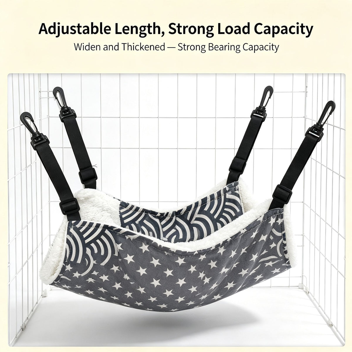 53x35cm White Blue Striped Adjustable Cat Hammock | Christmas Airy Fresh Gift | Large Striped Thin Hanging Cat Bed for Cat Cage