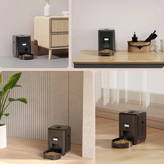 Additional product view: Timed Pet Feeder 2L, Programmable Portions, Washable, Battery/USB Operated(BLACK)