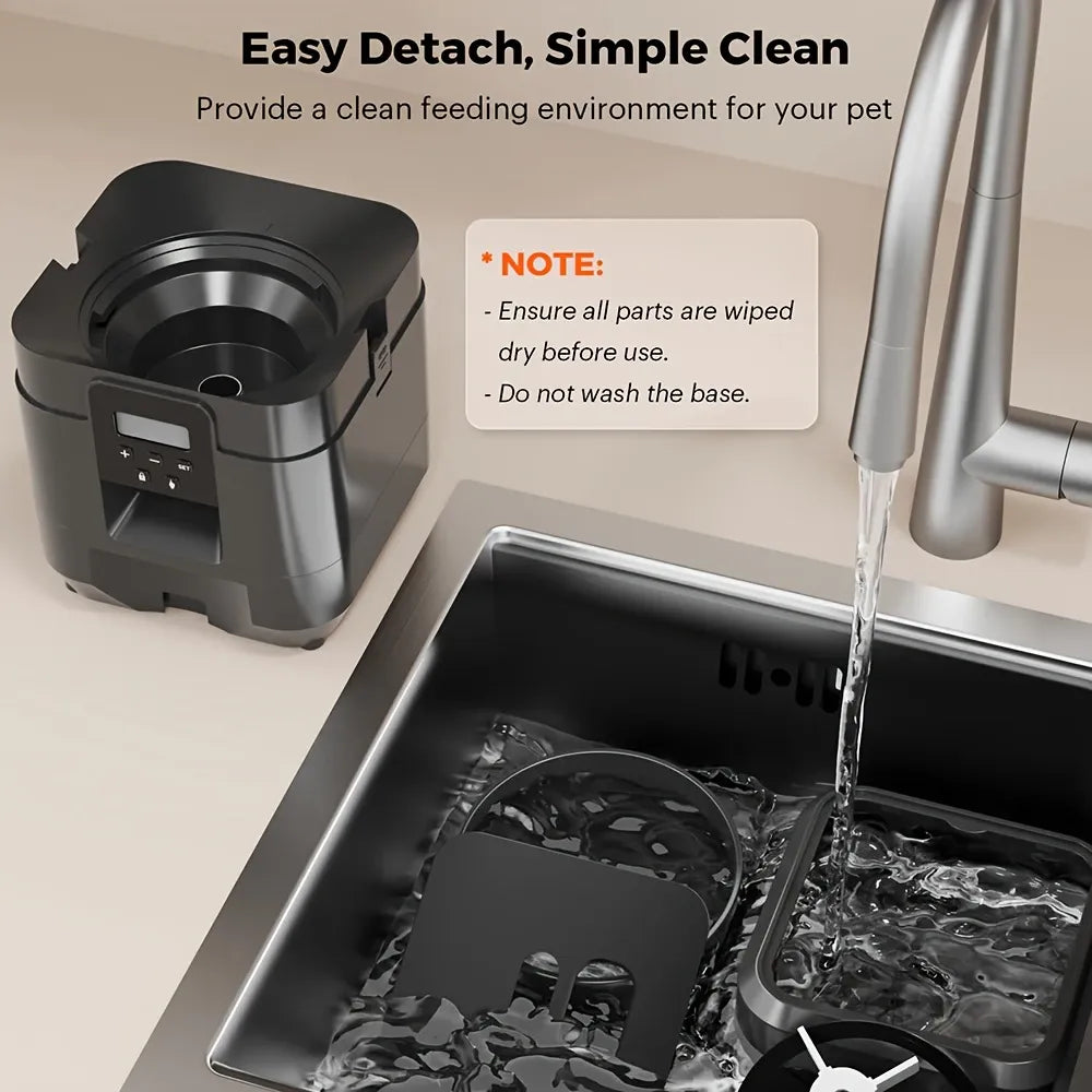 Timed Pet Feeder 2L, Programmable Portions, Washable, Battery/USB Operated(BLACK)