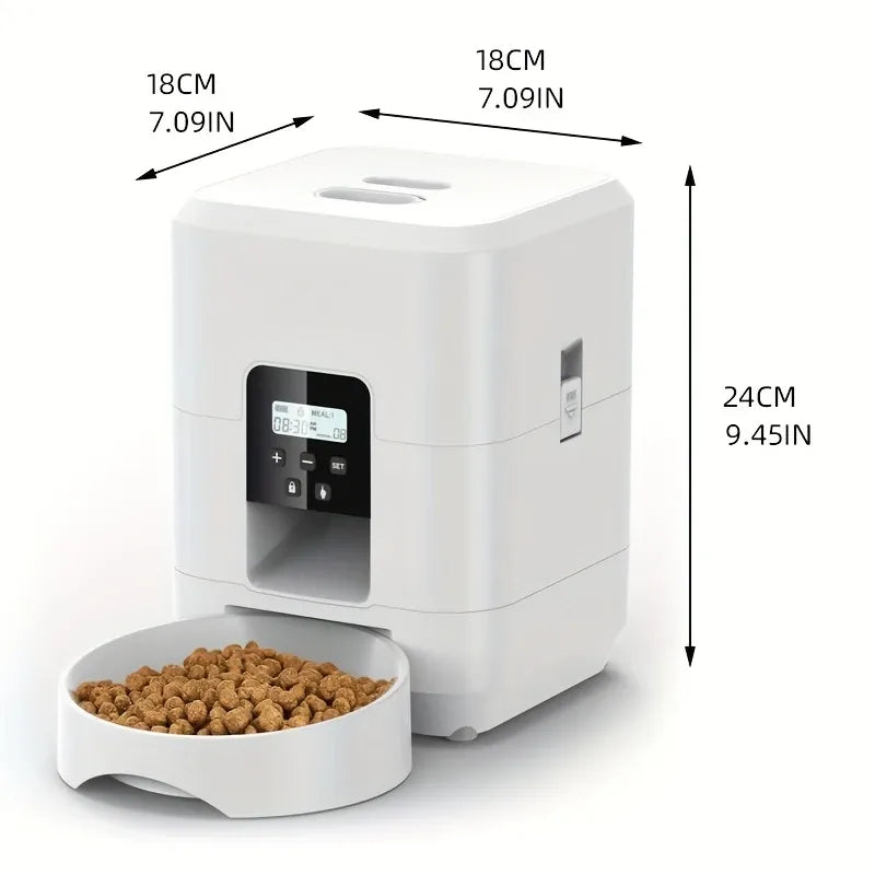 Timed Pet Feeder 2L, Programmable Portions, Washable, Battery/USB Operated(BLACK)