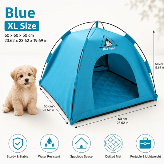 Blue Foldable Oxford Cloth Pet Tent, XL shown in the product image