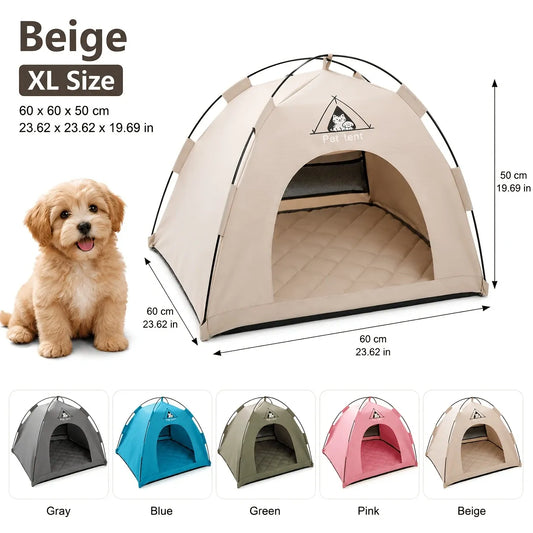 Beige Foldable Oxford Cloth Pet Tent, XL shown in the product image