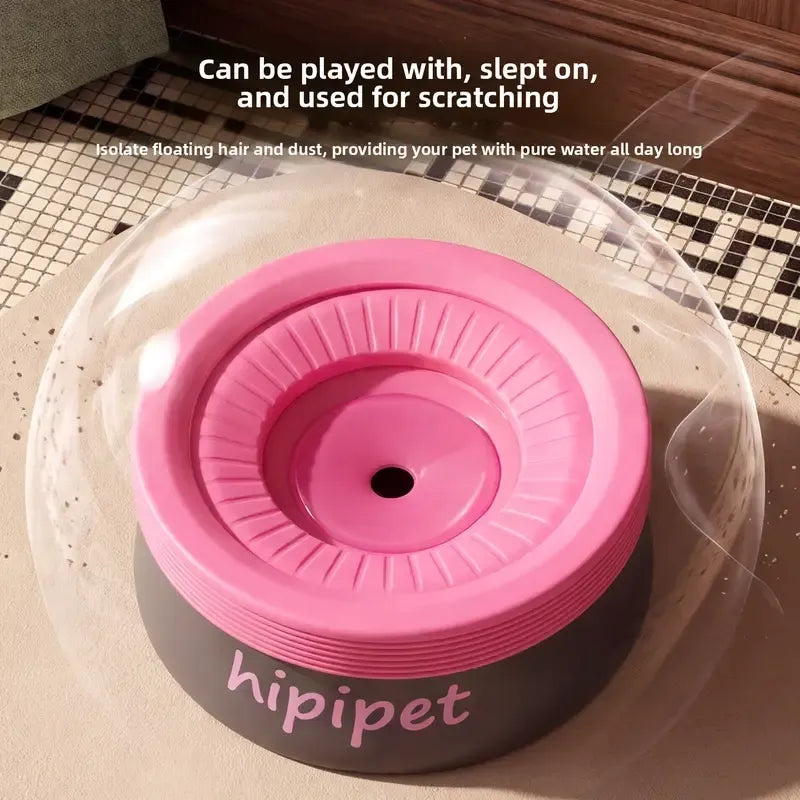Pet Essential | Splash-Proof Non-Wet Mouth Water Bowl, Dogs and Cats Drink Freely and More Hygienically（Blackberry rose powder 600ML)