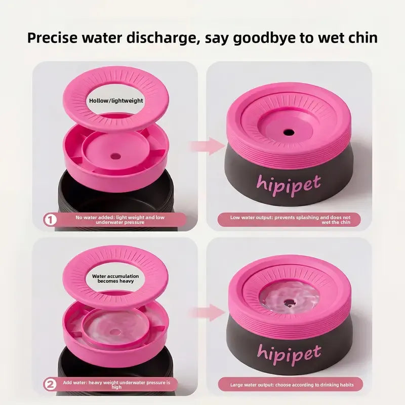 Pet Essential | Splash-Proof Non-Wet Mouth Water Bowl, Dogs and Cats Drink Freely and More Hygienically(Blackberry rose powder 1200ML)