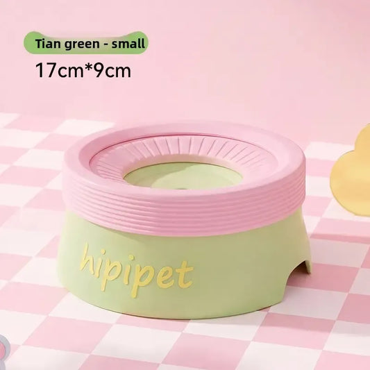 Pet Essential | Splash-Proof Non-Wet Mouth Water Bowl, Dogs and Cats Drink Freely and More Hygienically(GREEN  600ML)
