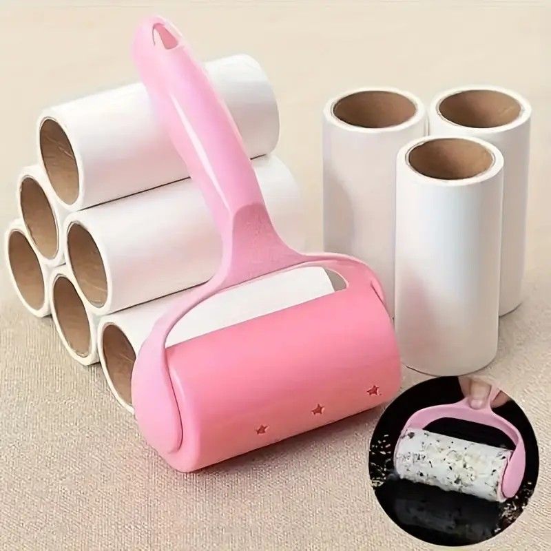 1 Handle + 6 Refill Rolls Lint Roller! Home Clothing and Pet Hair Cleaning Roller, Tear-off Adhesive Sheets, Strong Stickiness Won't Damage Fabrics, Essential Home Cleaning Must-Have
