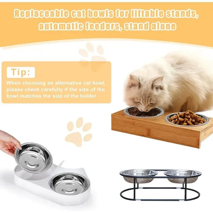 5 Pack Shallow Stainless Steel Cat Food Bowls, 14 cm