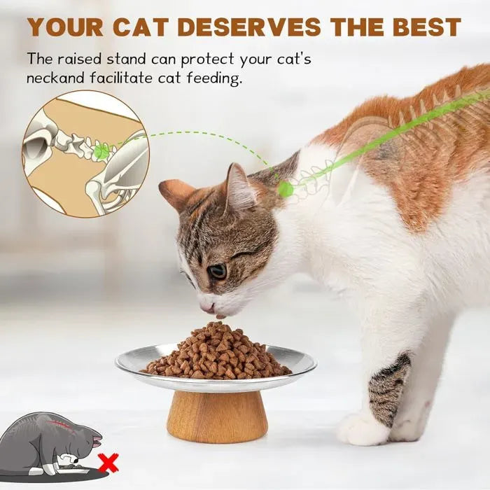 Raised Stainless Steel Cat Bowl, 17.5 cm