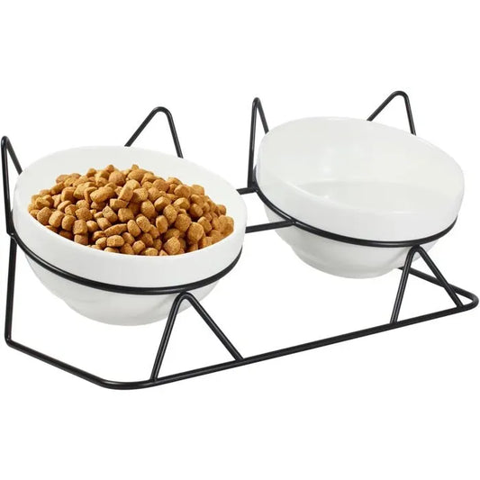 15 Degree Raised Ceramic Cat Bowl Set