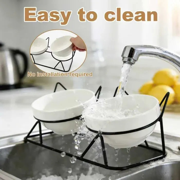 15 Degree Raised Ceramic Cat Bowl Set