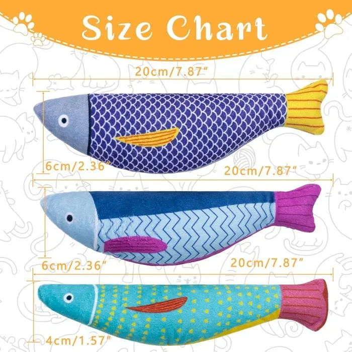 3 Pack Catnip Fish Kicker Toys
