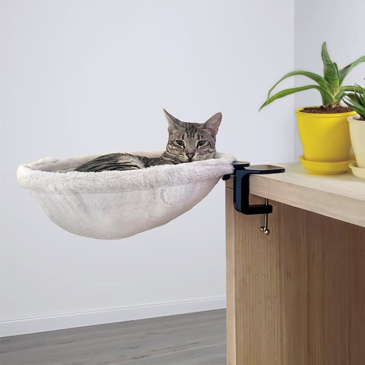 Cat Desk Bed, Ergonomic Cat Hammock for Office Desk, Sturdy Clamp-on Pet Bed for Remote Workers and Gamers, 50 Lbs Capacity, 40CM