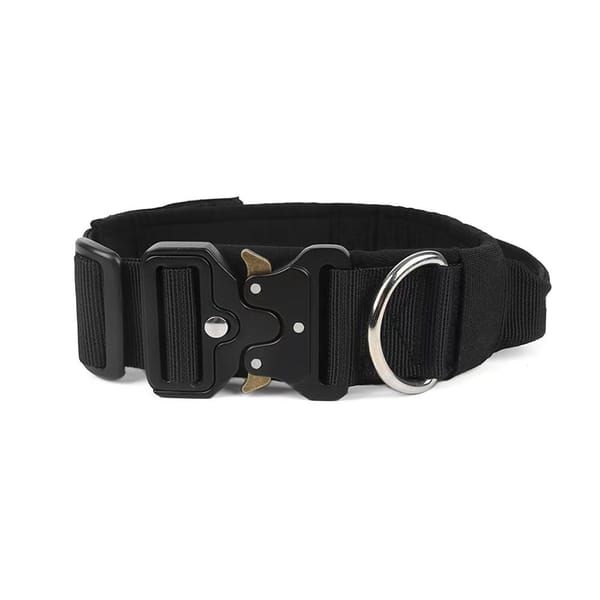 Black Tactical Dog Collar & Bungee Leash Set, XL Size, Padded Quick Release Collar with Control Handle & Shock Absorbing Leash for Medium & Large Dogs