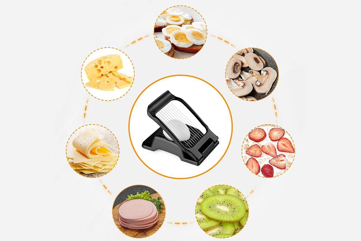 Aluminum Alloy Egg Slicer for Hard Boiled Eggs Strawberry Slicer for Salad-Black