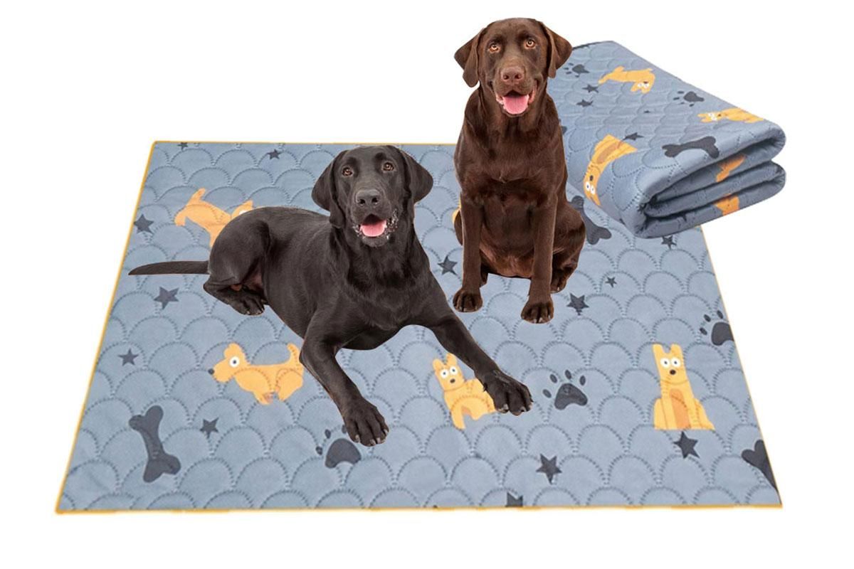 2Pcs Washable Pet Dog Training Pee Pad Reusable Absorbent Cushion Pet Pee Mat-Light Gray XL