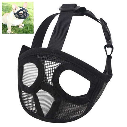 Product photo: Dog Muzzles Adjustable Breathable Mesh Bulldog Muzzle for Dog Anti Biting Chewing Barking