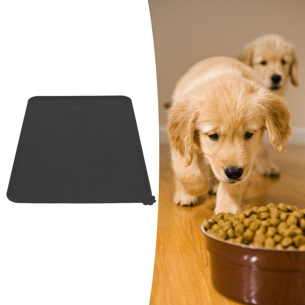 Silicone Placemat Leakage Proof Waterproof Non Slip Pet Feeding Bowl Mat Accessory(Black )