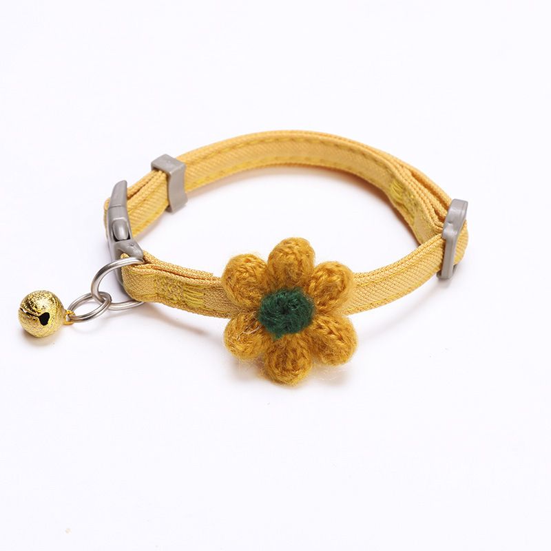 Zichen Dog Cat Collar Polyester Flower Bell Yellow 1.0(S) suitable for 1.50 kg-3.50 kg