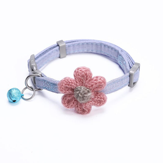 Zichen Dog Cat Collar Polyester Flower Bell Blue 1.5(M) for 3.50 kg-7.50 kg