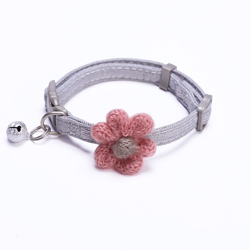 Zichen Dog Cat Collar Polyester Flower Bell Grey 1.0(S) suitable for 1.50 kg-3.50 kg
