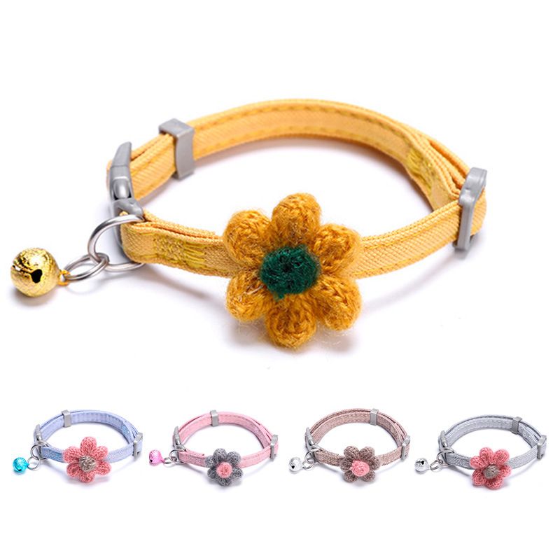 Zichen Dog Cat Collar Polyester Flower Bell Grey 1.5(M) for 3.50 kg-7.50 kg