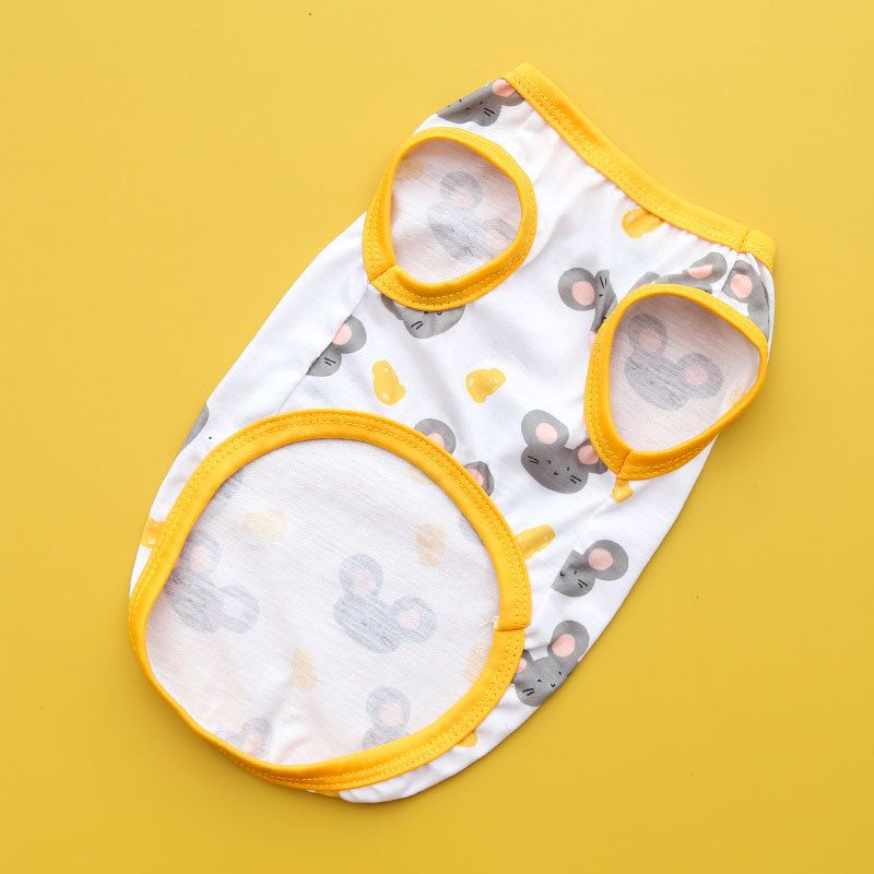 Shine Pet Vest Polyester Cartoon Dog Cat Clothing Vest stamp smile bear head S (chest circumference 35 back length 25cm)