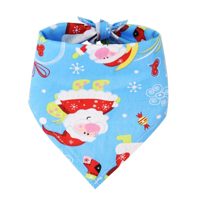 Dog Christmas Triangle Scarf Cotton Cartoon (Anhui hair) Christmas triangle scarf red background white deer Large size (suitable for pets from 10kg to 50kg)