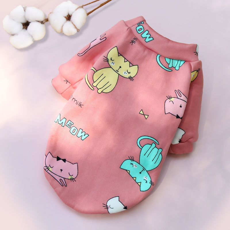 Shine Pet Sweatshirt Cartoon Print Two Leg 227 two-leg composite Velvet Foundation cat S chest circumference 35 back length 25cm)