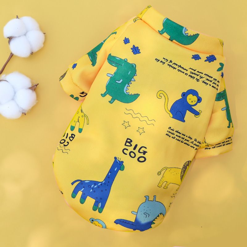 Shine Pet Sweatshirt Cartoon Print Two Leg 227 Two-Leg Composite Velvet Yellow Bottom Giraffe 2XL (method bucket version 58cm back length 40cm)