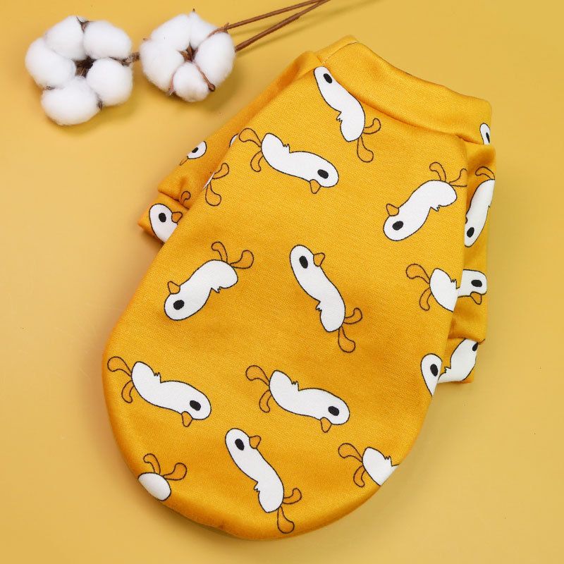 Shine Pet Sweatshirt Cartoon Print Two Leg 227 White Duck with Two Legs Composite Velvet and Yellow Bottom L bust 45 back length 35cm)