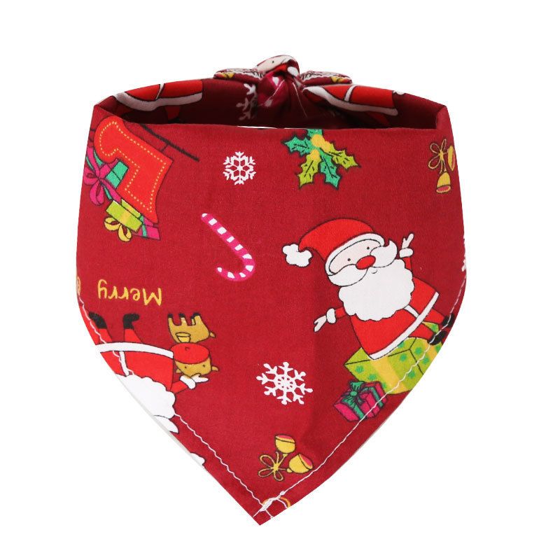 Dog Christmas Triangle Scarf Cotton Cartoon (Anhui hair) triangle scarf black glittering Small size (suitable for pets within 10 Jin)