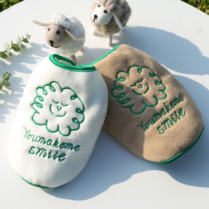 Shine Fleece Pet Dog Vest Cartoon Style Vest Khaki (Green Line Clouds) XS (bust 30 back length 20cm)