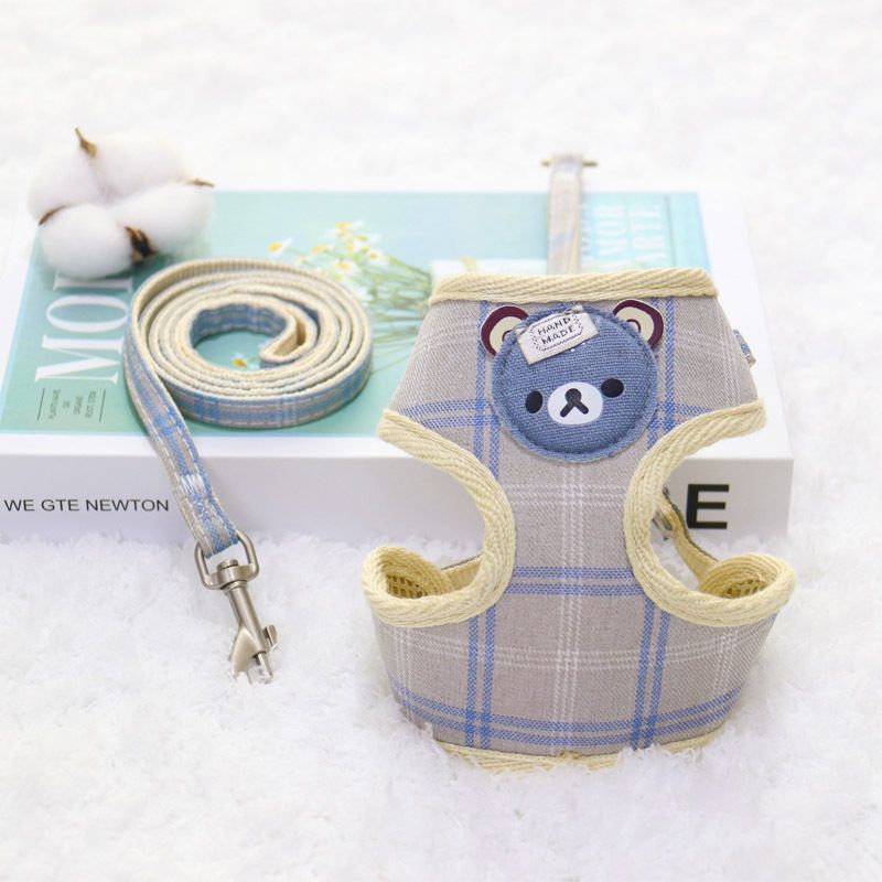 Zichen Dog Leash Chest Strap with Snack Bag Rice Gray 2-piece set 1.0（S）