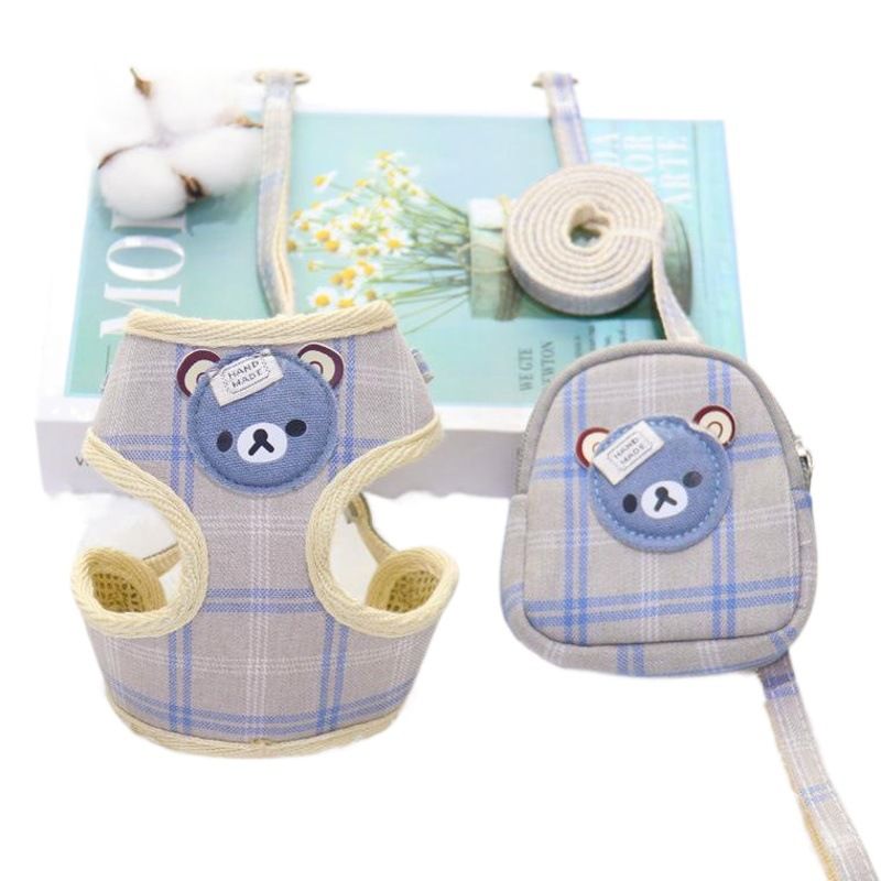 Zichen Dog Leash Chest Strap with Snack Bag Rice Gray 2-piece set 1.0（S）