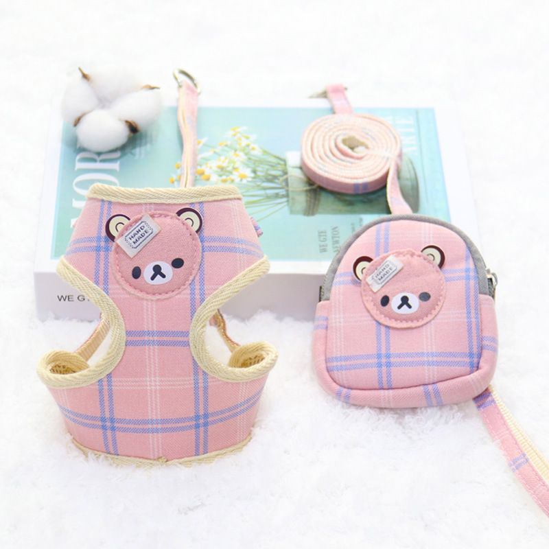Zichen Dog Leash Chest Strap with Snack Bag Rice Gray 2-piece set 1.0（S）
