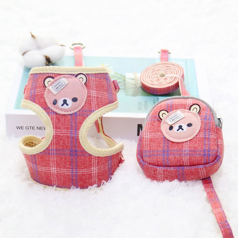 Zichen Dog Leash Chest Strap with Snack Bag Rice Gray 2-piece set 1.5（M）