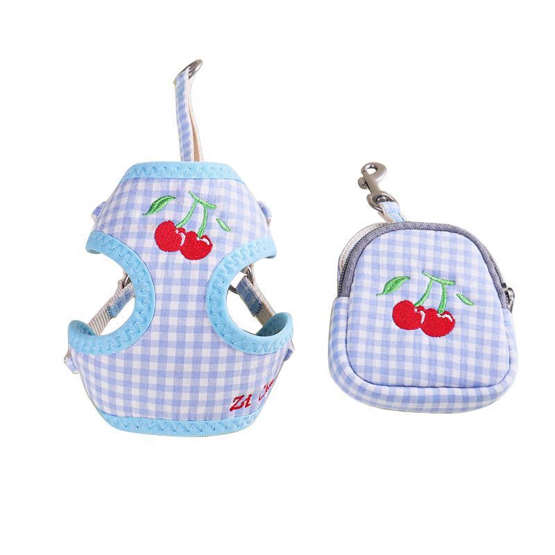 Zichen Cat Harness Cotton Vest Summer Blue (with bag) M(1.5 suitable for 3.50 kg-7.50 kg