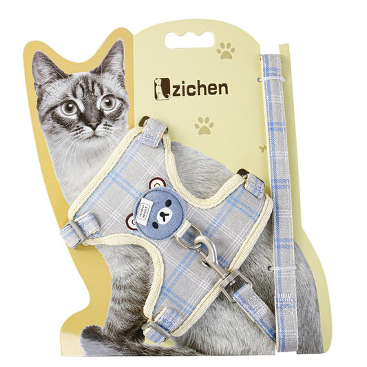 Zichen Vest Cat Leash Polyester Traction Strap Grey S(1.0 fit 1.50 kg-3.50 kg