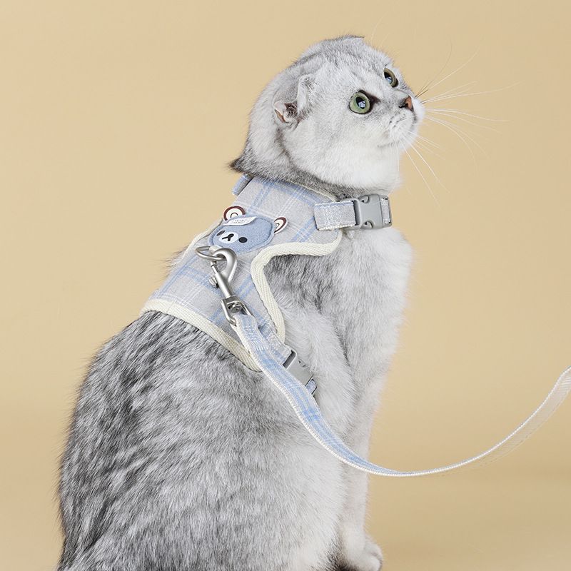Zichen Vest Cat Leash Polyester Traction Strap Grey S(1.0 fit 1.50 kg-3.50 kg