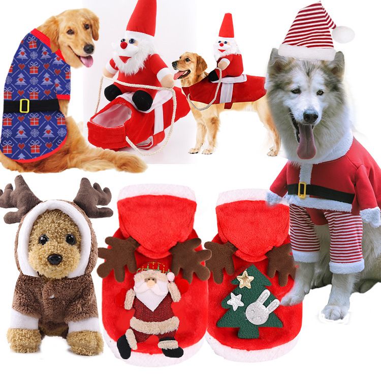 Christmas Pet Clothes Dog Cat Winter Cotton Four-leg flannel thickened red elk 2XL