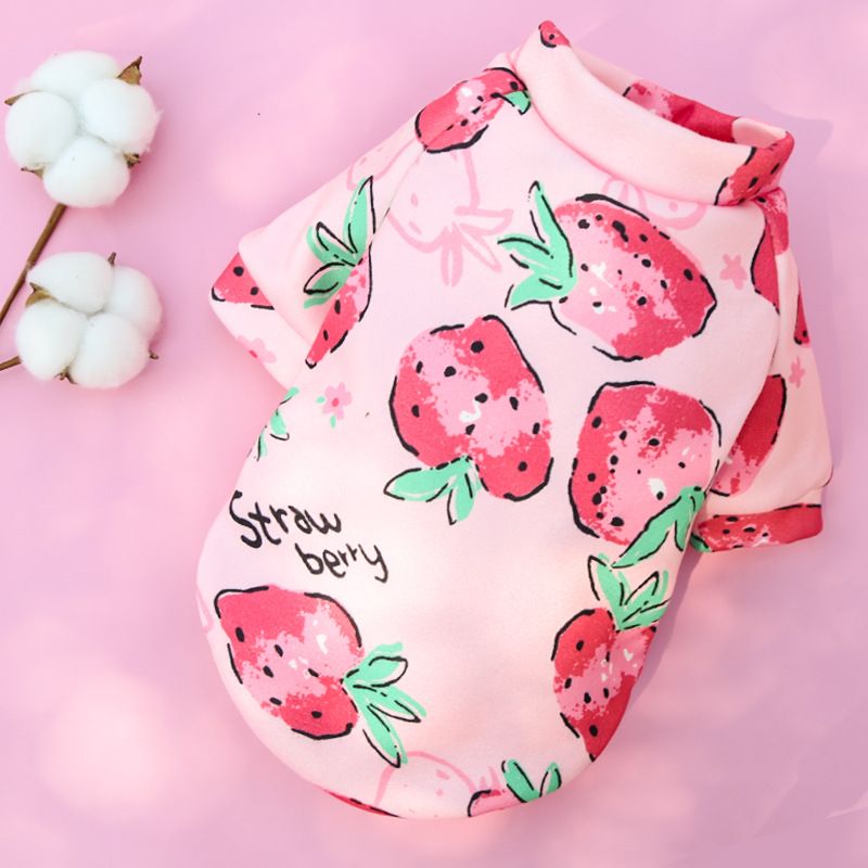 Shine Pet Sweatshirt Cartoon Print Two Leg 227 legs composite velvet multiple strawberry XL (chest circumference 50 back length 40cm)