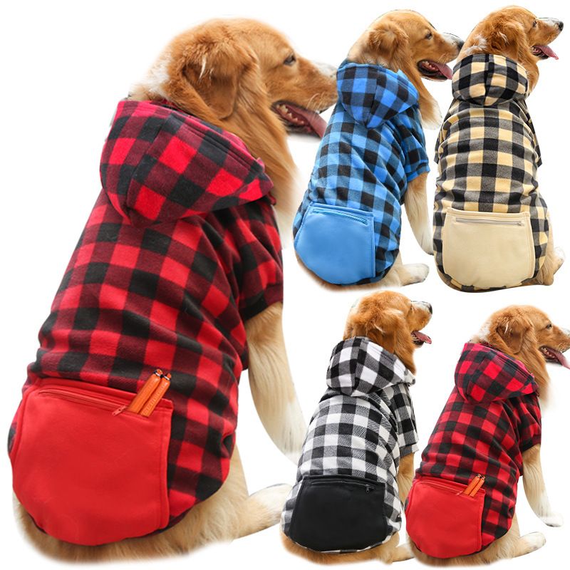 Shining Pet Sweatshirt Polyester Zipper Pocket Big Dog Zipper Pocket Sweater Black L (bust 47CM about 4.00 kg-5.50 kg pets)