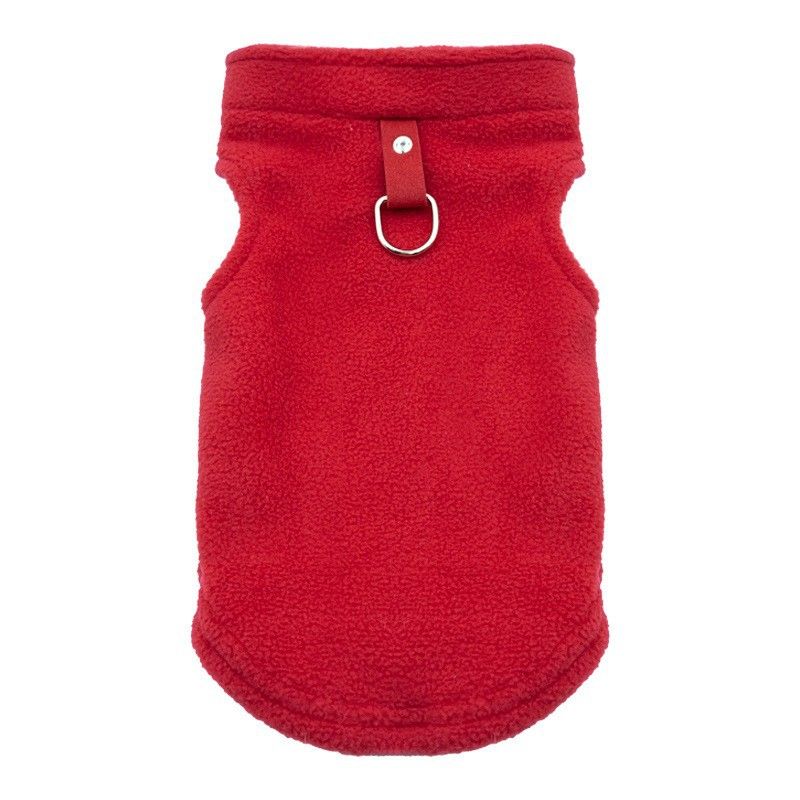 Valley Dog Pet Sweatshirt Pocket Casual Style Fleece Vest Red L (Bust 46CM recommended 3.00 kg-4.00 kg pets)
