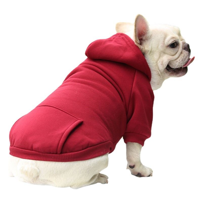 Valley Dog Pet Sweatshirt Pocket Casual Style Fleece Vest Red L (Bust 46CM recommended 3.00 kg-4.00 kg pets)