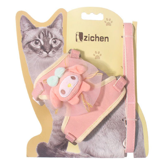 Product image: Zichen Cat Harness Vest Style Cotton Traction Rope Pink (melody bow) S(1.0 recommendation 1.50 kg-3.50 kg