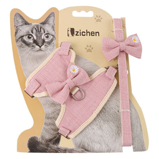 Additional product view: Zichen Cat Harness Vest Style Cotton Traction Rope Pink (melody bow) S(1.0 recommendation 1.50 kg-3.50 kg