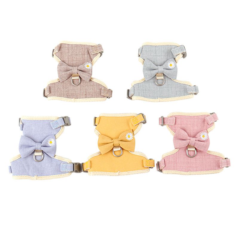 Zichen Cat Harness Vest Style Cotton Traction Rope Blue (cinnamon dog bow) S(1.0 recommendation 1.50 kg-3.50 kg