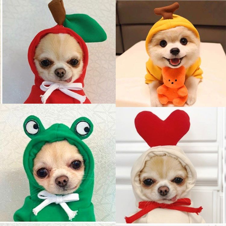 Shine Pet Hoodie Dog Cat Fruit Design Hooded two-legged sweater with white background and red Love M (bust 44CM about 3.00 kg-4.50 kg pets)